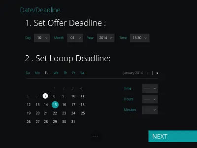 Loooper Deadline Wizard :) arrows calendar date deadline dropbox hours month next selected steps time wizard