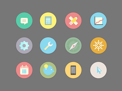 Iconography calendar compass flat gear graph icon iconset lightbulb pencil simple speech bubble wrench