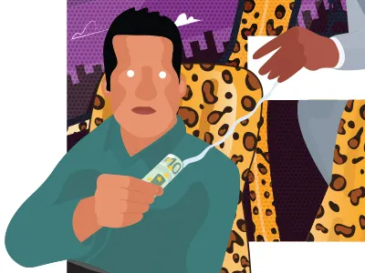 Fair currency driver fair illustration leopard pattern print taxi