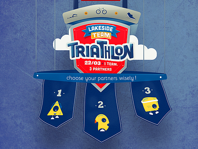 Triatlon Visual cycle lake marathon run team