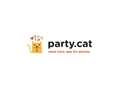 Partycat logo v2 branding cat colorful identity logo party