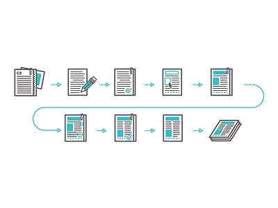 Process Graphic 2 color design document graphic icons illustration infographic process simple step symbols visual