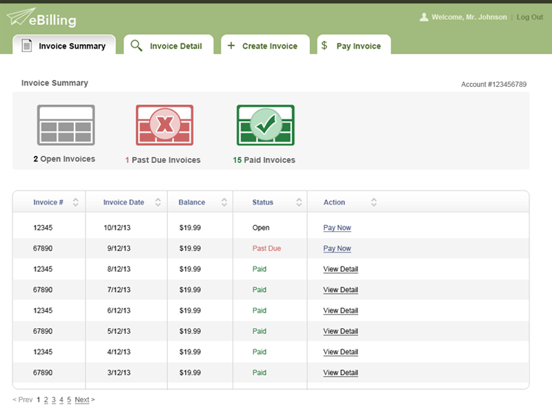 E-billing Application application billing ebilling invoice ui ui design user interface