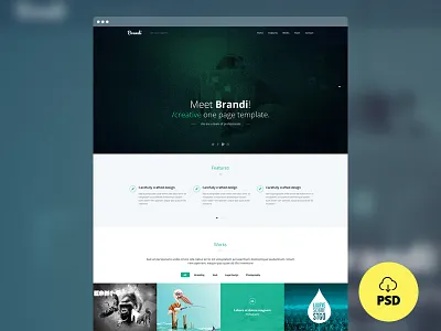 Freebie - Brandi Creative One Page Multi-Purpose PSD Template blog brandi corporate creative designer freebies minimal one page one page template portfolio psd psd template