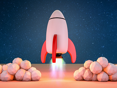 Rocket 3d c4d cinema4d fire low poly render rocket space virgin