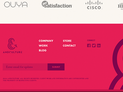 Andculture Footer andculture field footer monochromatic navigation pink purple signup ui website