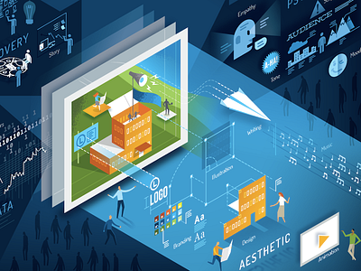 Output illustration isometric people