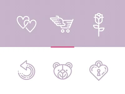 Romantic icons cart e commerce heart icon line rose