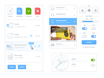 Small parts "Chappyboard pack" category clock dashboard filter icon menu select slider switch type files upload