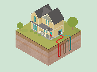 Vertical Looping Sketch cooling energy geothermal heating home house illustration isometric looping simple vector vertical