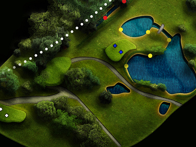 Skeuomorphic Golf Course #2 close up farway golf green photoshop skeuomorphic trees