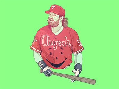 Dribbble 084 baseball bat beard fat green mlb philadelphia phillies red