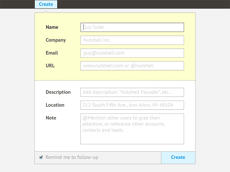 Nutshell UI design auto complete create new data design form design texture ui design