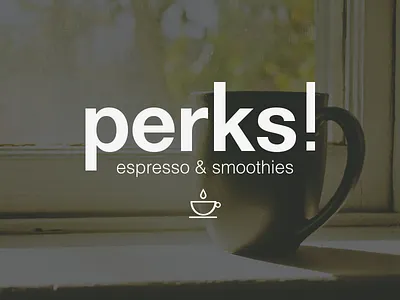 Perks Bold coffee coffee cup drip helvetica logotype perks!