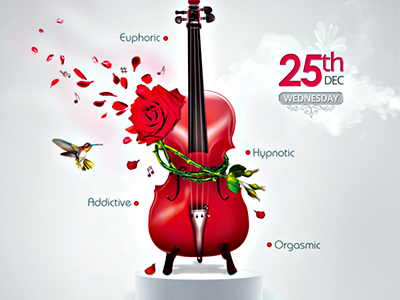 Music Aroma Flyer advertising flyer artistic extravagant concert dove festival music aroma music flyer music graphic music illustration music photomanipulation flyer rose petals violin photomanipulation