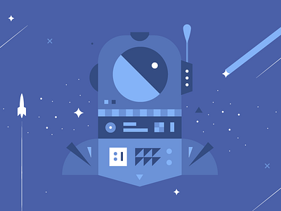 Dribbble 023 astronaut full of stars monochromatic rocket rocket man space