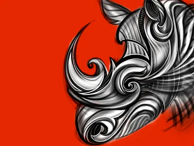 Rhinoooooo_Early_WIP_by_fracturize.me animal design fluid fracturize horns illustration ornament poster rhino tshirt wacom
