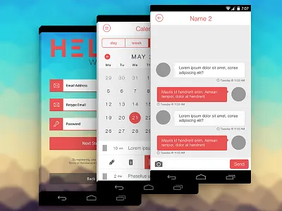 VoIP App Mockup 02 app calendar flat interface messaging register ui voip