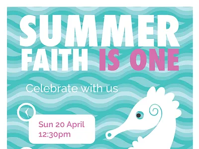 Summer's Birthday Invitation birthday illustrator invitation lonely viking ocean print sea seahorse shane rielly summer vector