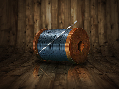 Needle & Thread cotton dark icon needle photoshop psd thread wood