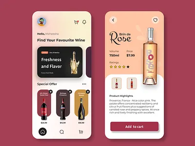 🍷 VinoVault – Elegant Wine Shopping App UI designinspiration dribbble ecommercedesign figma mobiledesign productdesign uidesign uiux uxdesign wineapp