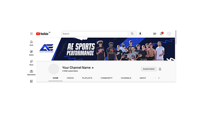 AE SPORTS PERFORMANCE YOUTUBE CHANNEL ART DESIGN banner channelart sports banner video banner youtube banner