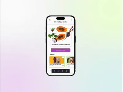 Roots&Sprouts - UX/UI mobile app design for vegan restaurant. animation motion graphics ui user experience ux web design