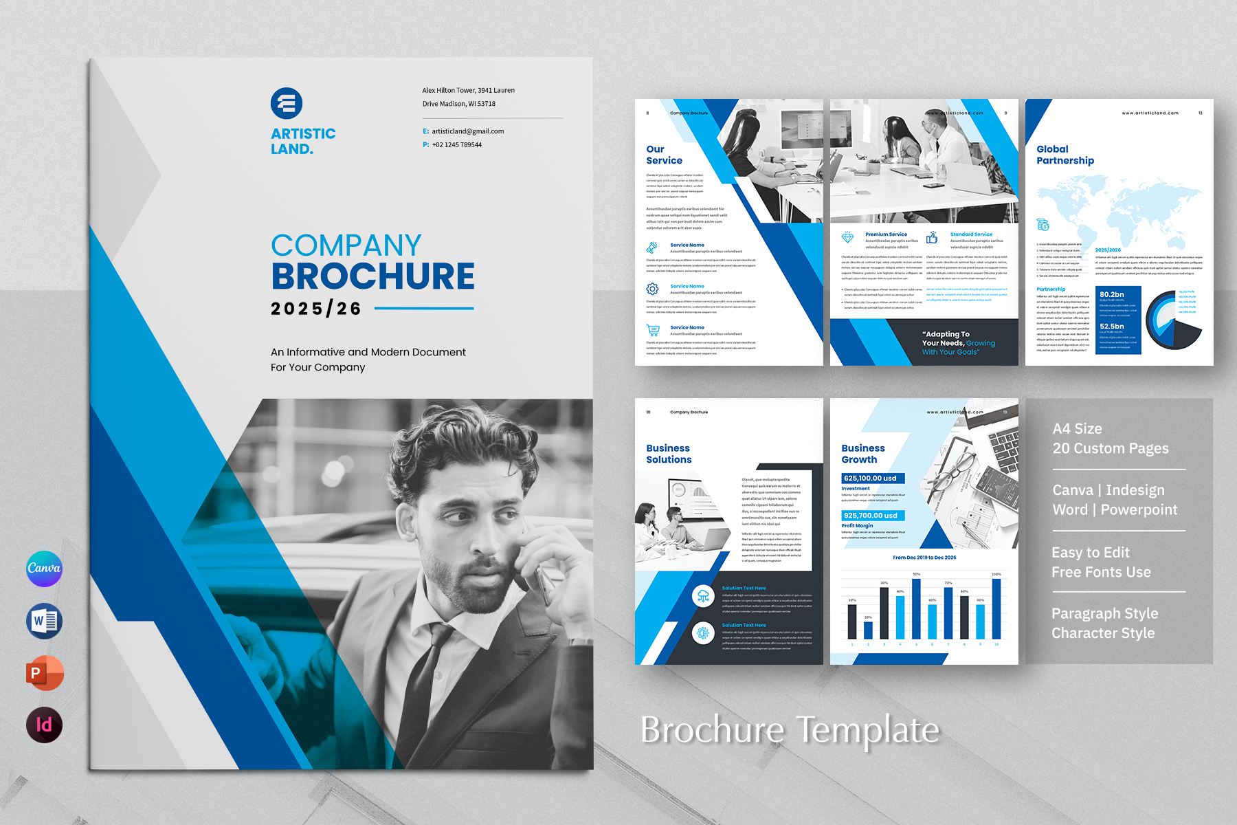 Brochure | Canva, Word, PPTX, IND canva template graphic design