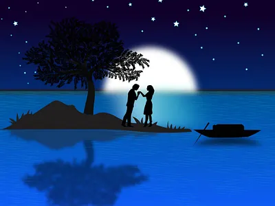 night scenery graphic design illustration vector