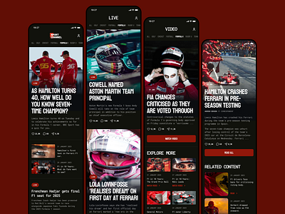 Sport News Mobile App android app article betting blog bold bold design car ferrari formula interface ios magazine mobile news product design sport sport website ui ux