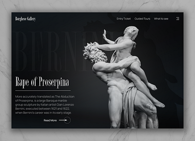 Borghese Gallery Website art design gallery hero heropage minimalistic museum serif typography ui uiux ux webdesign website