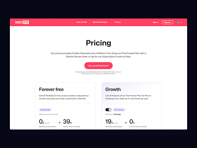 SweetSpot cleandesign comparisonchart designdaily designinspiration digitalproduct dribbbletrending freevspaid moderndesign pricingpage pricingplan pricingtable saasdesign subscriptionui sweetspotui ui ux