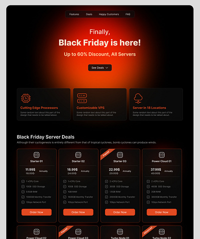 Black Friday 2024 Landing Page blackfriday deficus agency hosting landing page design landing page product design server vps ui design ui uiux user interface design