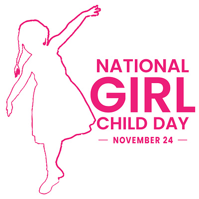 NATIONAL GIRL CHILD DAY branding care cute delicate female girl girlish good luck graphic design happiness international january national girl child day pink red sillhoute