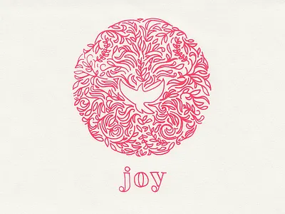 Joy dove flyer hand drawn joy leaf leaves print red screen print