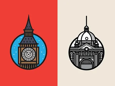 Big Ben & Flinders Station icon illustration mark