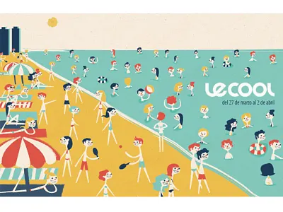 Le Cool Cover barcelona beach crowded illustration summer sunny vacation