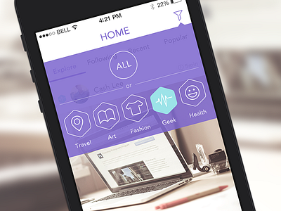 Homepage of Yj app app design filter flat graph homepage ios7 iphone ui