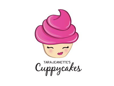 Cuppycakes logo, draft 1 cupcake illustration logo pink