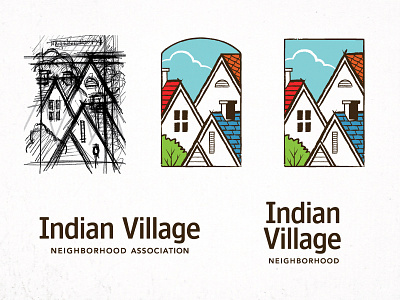 Indian Village Logo association houses indian logo neighborhood sky tree village