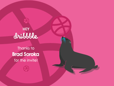 Hey Dribbble ball basketball debut draft drafting dribbble game hey invitation invite sealion thanks