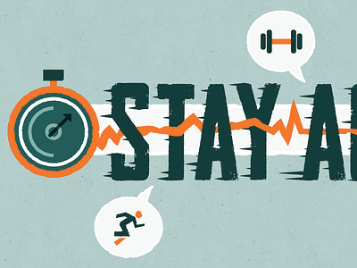 Stay Active! active ekg exercise illustration lettering run speed stopwatch type vector