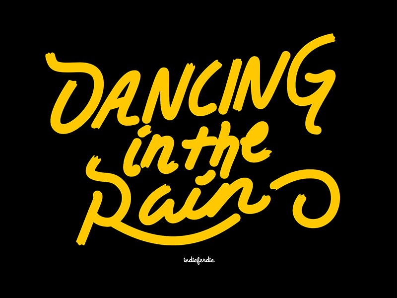 Dancing in the rain gif glitch lettering typography vector