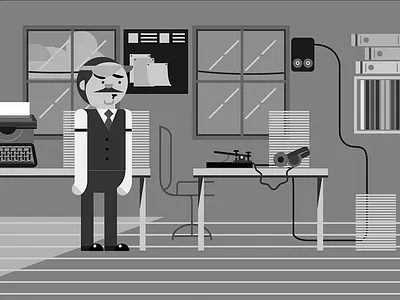 Telegraph Operator Scene Storyboard animation design illustration storyboard vector
