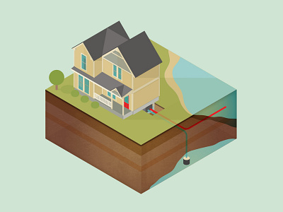 Geothermal Looping cooling energy geothermal heating home house illustration isometric looping simple vector vertical