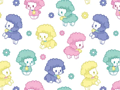 Lamb Pattern apparel baby clothes cute design flower illustration infant pastel pattern young youth