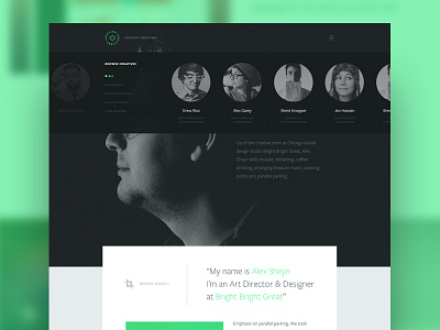 Chicago Creatives chicago clean dark drew rios flat minimal mint neon photography ui ux web