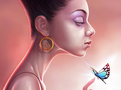 Damsel digital painting illustration