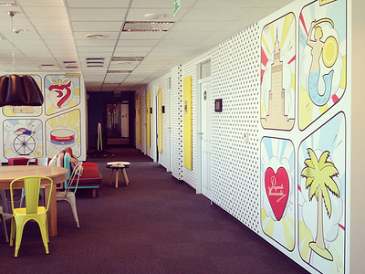 Graphics for walls @home.pl's office - final on walls cartoon home.pl illustration szczecin warszawa