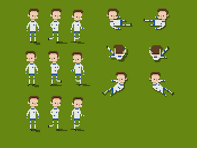 Player Sprites football game pixel art soccer